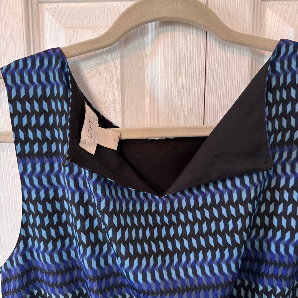LOFT Factory Blue and Purple Patterned Sleeveless Midi Pullover Dress Size Small - Picture 8 of 12